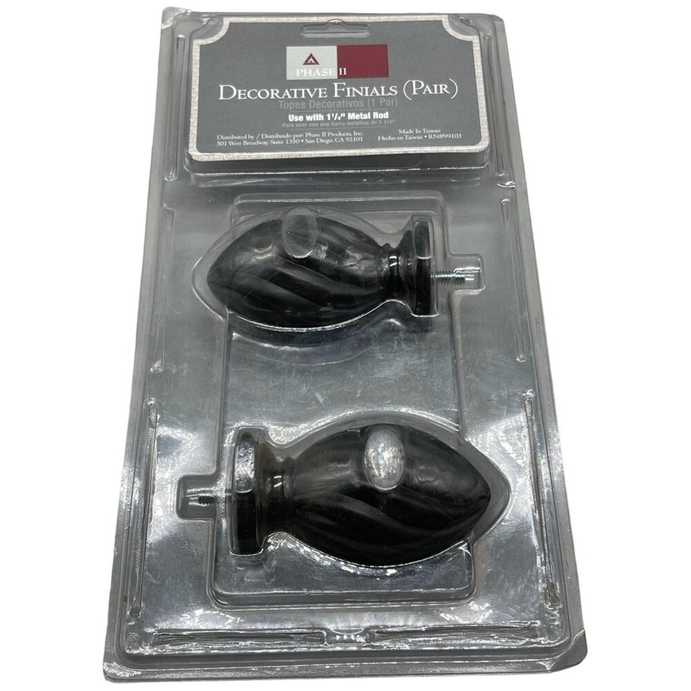Phase 11 hampton decorative finials pair use 1 1/4" metal rod spiral new READ